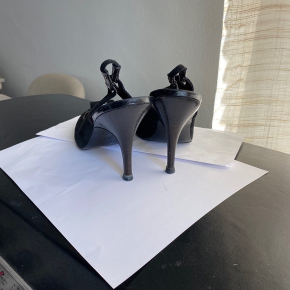 Chanel black suede pumps mules sandals slip-ons 38.5-8.5 heels slides slingback - Picture 4 of 9